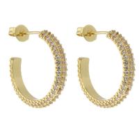 Cubic Zirconia Micro Pave Brass Earring gold color plated micro pave cubic zirconia & for woman golden nickel lead & cadmium free Sold By Pair