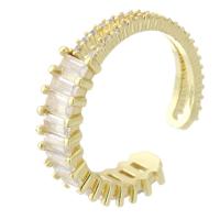 Cúbicos Circonia Micro Pave anillo de latón, metal, chapado en color dorado, micro arcilla de zirconia cúbica & para mujer, dorado, libre de níquel, plomo & cadmio, 5.50mm, tamaño:8, Vendido por UD