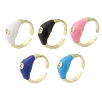 Cúbicos Circonia Micro Pave anillo de latón, metal, chapado en color dorado, micro arcilla de zirconia cúbica & para mujer & esmalte, más colores para la opción, libre de níquel, plomo & cadmio, 9mm, tamaño:6, Vendido por UD