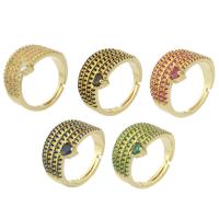 Кубический циркон микро проложить кольцо-латунь, Латунь, плакирован золотом, инкрустированное микро кубического циркония & Женский, Много цветов для выбора, не содержит никель, свинец, 15mm, размер:7, продается PC