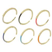 Cúbicos Circonia Micro Pave anillo de latón, metal, chapado en color dorado, micro arcilla de zirconia cúbica & para mujer & esmalte, más colores para la opción, libre de níquel, plomo & cadmio, 2mm, tamaño:8, Vendido por UD