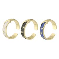Cubique anneau en laiton Circonia Micro Pave, Placage de couleur d'or, pavé de micro zircon & pour femme & émail, plus de couleurs à choisir, protéger l'environnement, sans nickel, plomb et cadmium, 7mm, Taille:8.5, Vendu par PC
