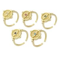 Cúbicos Circonia Micro Pave anillo de latón, metal, chapado en color dorado, micro arcilla de zirconia cúbica & para mujer, más colores para la opción, libre de níquel, plomo & cadmio, 18mm, tamaño:7, Vendido por UD