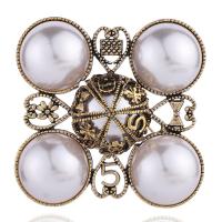 Plastic Pearl Brooch, Tibetan Style, with Plastic Pearl, plated, for woman, more colors for choice, nickel, lead & cadmium free, 53x53mm, Sold By PC