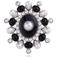 Plástico Broche Perla, aleación de zinc, con Perlas plásticas, chapado en color de platina, para mujer & con diamantes de imitación, libre de níquel, plomo & cadmio, 55x50mm, Vendido por UD
