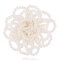 Plastic perle broche, Zinc Alloy, med Plastic Pearl, Flower, for kvinde, nikkel, bly & cadmium fri, 70x70mm, Solgt af PC