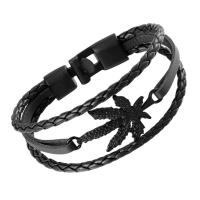 Split Layer Cowhide Leather Bracelet with Zinc Alloy Maple Leaf plated fashion jewelry & for man Sold By PC