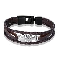 Cowhide Bracelet Leather with Split Layer Cowhide Leather & Zinc Alloy Round plated fashion jewelry & Unisex Sold By PC