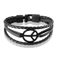 Split Layer Cowhide Leather Bracelet with Zinc Alloy Round plated fashion jewelry & for man Sold By PC