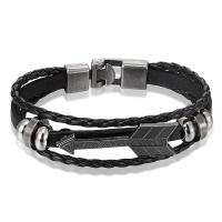 Cowhide Bracelet Split Layer Cowhide Leather with PU Leather & Zinc Alloy Round plated fashion jewelry & Unisex Length 20.5 cm Sold By PC