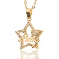 Brass Necklace Star gold color plated micro pave cubic zirconia & for woman Length Approx 17.7 Inch Sold By PC
