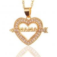 Brass Necklace Heart gold color plated micro pave cubic zirconia & for woman Length Approx 17.7 Inch Sold By PC