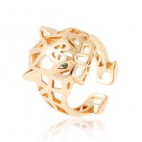cobre Cuff Ring Finger, cromado de cor dourada, Ajustável & para mulher & vazio, 22mm, vendido por PC