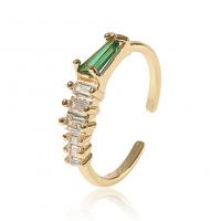 Krychlový Circonia Micro vydláždit mosazný prsten, Mosaz, barva pozlacený, Nastavitelný & micro vydláždit kubické zirkony & pro ženy, 21mm, Prodáno By PC