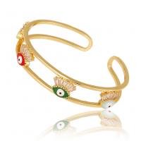 Bracelet Evil Eye bijoux, laiton, Placage de couleur d'or, Réglable & motif de mauvais œil & pavé de micro zircon & pour femme & émail, Vendu par PC