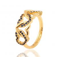Cúbicos Circonia Micro Pave anillo de latón, metal, chapado en color dorado, Ajustable & micro arcilla de zirconia cúbica & para mujer, más colores para la opción, 22mm, Vendido por UD