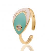 Evil Eye Jewelry Ring Finger, cobre, cromado de cor dourada, Ajustável & Mais tamanhos a sua ecolha & micro pavimento em zircônia cúbica & para mulher & esmalte, Mais cores pare escolha, 22mm, vendido por PC