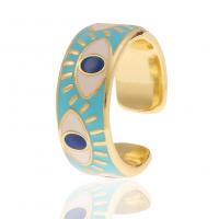Латунь Манжеты палец кольцо, плакирован золотом, Регулируемый & больше размеров для выбора & Женский & эмаль, Много цветов для выбора, 21mm, продается PC