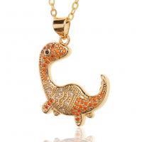 Cubic Zircon Micro Pave Brass Necklace Animal gold color plated & micro pave cubic zirconia & for woman Length Approx 17.7 Inch Sold By PC
