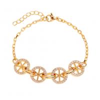 Cubic Zirconia Micro Pave Brass Bracelet gold color plated Adjustable & micro pave cubic zirconia & for woman Sold By PC