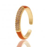 Cúbicos Circonia Micro Pave anillo de latón, metal, chapado en color dorado, micro arcilla de zirconia cúbica & para mujer & esmalte, más colores para la opción, 21mm, Vendido por UD
