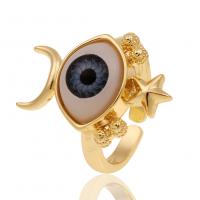 Evil Eye Jewelry Ring Finger, cobre, cromado de cor dourada, Ajustável & para mulher & esmalte, 21mm, vendido por PC