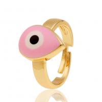 Дурной глаз ювелирные изделия палец кольцо, Латунь, плакирован золотом, Регулируемый & Женский & эмаль, Много цветов для выбора, 22mm, продается PC