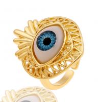 Brass Finger Ring Eye gold color plated Adjustable & for woman & enamel 22mm Sold By PC