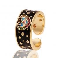 Кубический циркон микро проложить кольцо-латунь, Латунь, плакирован золотом, Регулируемый & инкрустированное микро кубического циркония & Женский & эмаль, Много цветов для выбора, 21mm, продается PC