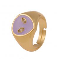 Cubique anneau en laiton Circonia Micro Pave, Alien, Placage de couleur d'or, Réglable & pavé de micro zircon & pour femme & émail, plus de couleurs à choisir, 23mm, Vendu par PC