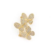 Rhinestone Brooch, Tibetan Style, Butterfly, plated, for woman & with rhinestone, more colors for choice, nickel, lead & cadmium free, 35x45mm, 10PCs/Lot, Sold By Lot