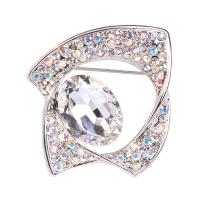 Crystal Brooch Zinc Alloy with Czech Rhinestone & Crystal plated for woman & with rhinestone & hollow nickel lead & cadmium free Sold By Lot