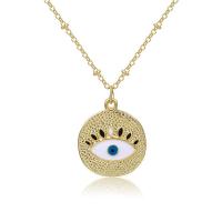 Brass Necklace, with 1.96inch extender chain, Flat Round, gold color plated, different styles for choice & for woman & enamel & with rhinestone, nickel, lead & cadmium free, Length:Approx 15.7 Inch, Sold By PC