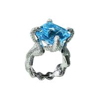 Rhinestone палец кольцо, Латунь, Платиновое покрытие платиновым цвет, регулируемый & Женский & со стразами, не содержит никель, свинец, размер:6-8, продается PC