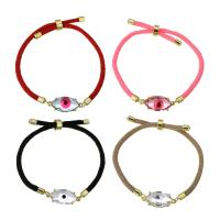 Bracelet Evil Eye bijoux, laiton, avec corde de coton & cristal, Réglable & pour femme, plus de couleurs à choisir, Longueur:Environ 8 pouce, Vendu par PC