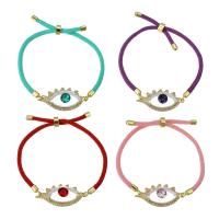 Evil Eye Biżuteria Bransoletka, Mosiądz, ze Sznur bawełniany & Kryształ, Regulowane & dla kobiety, dostępnych więcej kolorów, długość około 9 cal, sprzedane przez PC