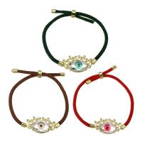 Дурной глаз ювелирные изделия браслет, Латунь, с Хлопковый шнурок & Кристаллы, Регулируемый & Женский, Много цветов для выбора, длина:Приблизительно 9 дюймовый, продается PC