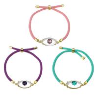 Bracelet Evil Eye bijoux, laiton, avec corde de coton & cristal, Réglable & pour femme, plus de couleurs à choisir, Longueur:Environ 9 pouce, Vendu par PC