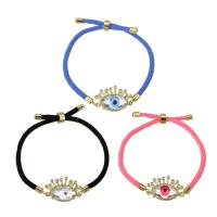 Evil Eye Jewelry Bracelet Brass with Cotton Cord & Crystal Adjustable & for woman Length Approx 9 Inch Sold By PC