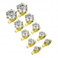 925 Sterling Silver Stud Earrings with Moissanite plated & for woman Sold By PC