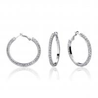 Brass Hoop Earring plated & micro pave cubic zirconia Sold By Pair