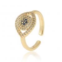 Cubic Zirconia Micro Pave Brass Ring, gold color plated, Adjustable & micro pave cubic zirconia & for woman, 21mm, Sold By PC