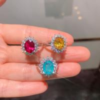 Cubique anneau en laiton Circonia Micro Pave, bijoux de mode & pavé de micro zircon & pour femme, plus de couleurs à choisir, protéger l'environnement, sans nickel, plomb et cadmium, 8*10mm, Vendu par PC