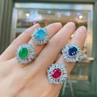 Kubisk Circonia Micro bane messing Ring, mode smykker & Micro Pave cubic zirconia & for kvinde, flere farver til valg, nikkel, bly & cadmium fri, 8*10mm, Solgt af PC