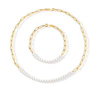 Titanstahl Armband, mit Kunststoff Perlen, Titan Stahl Karabinerverschluss, für Frau, goldfarben, verkauft von PC