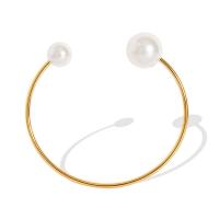 Brass Cuff Bangle with Plastic Pearl plated for woman Length 17 cm Sold By PC