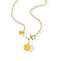 Titanstahl Halskette, Titan Stahl Knebelverschluss, plattiert, für Frau, goldfarben, Länge 42 cm, verkauft von PC