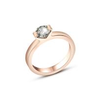 Titanium Steel Finger Ring, plated, micro pave cubic zirconia & for woman, rose gold color, 3mm, Sold By PC