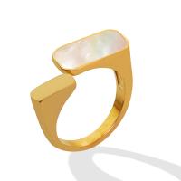 Titanium Steel Δέσε δάχτυλο του δακτυλίου, με Λευκό Shell, επιχρυσωμένο, Ρυθμιζόμενο & για τη γυναίκα, περισσότερα χρώματα για την επιλογή, 5mm, Sold Με PC
