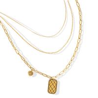 Mode-Multi-Layer-Halskette, Titanstahl, Titan Stahl Karabinerverschluss, mehrschichtig & für Frau, goldfarben, verkauft von PC